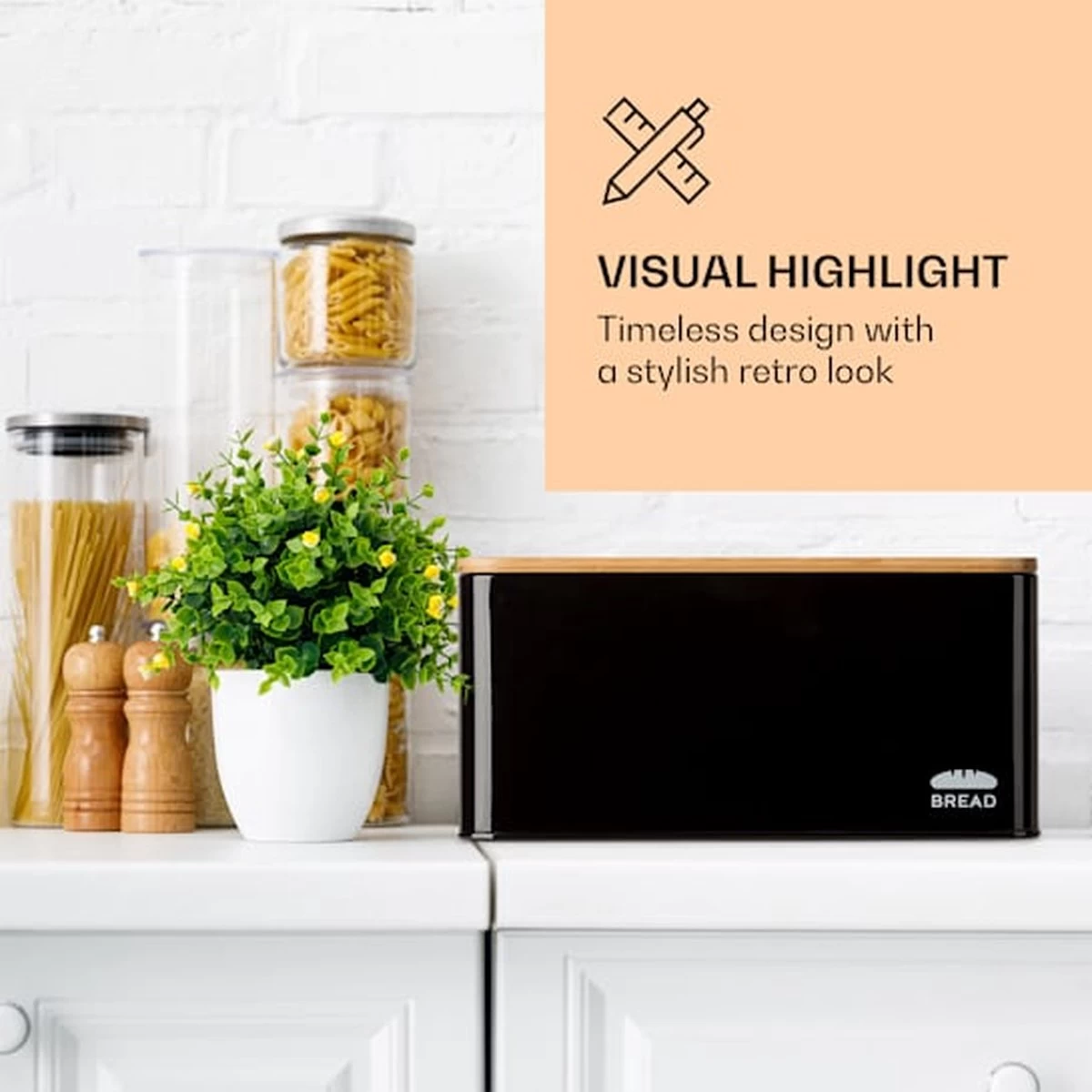 Klarstein Granrosi Oklahoma Broodtrommel - 35,5 X 15,5 X 23 Cm - Brooddoos Met Snijplank - Metaal & Bamboe 5 Klarstein Granrosi Oklahoma Broodtrommel - 35,5 X 15,5 X 23 Cm - Brooddoos Met Snijplank - Metaal & Bamboe - Afbeelding 3