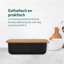 Gadgy Broodtrommel Met Bamboe Deksel – Brooddoos Met Snijplank - 36x19.5x11.5 Cm- Zwart -Huishoudproducten Verkoop 1200x1200 1148