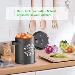 Professionele Bewaardozen - Set Van 3 - Voor Aardappels, Uien En Knoflook - Retro Design - Voorraadcontainer Van Metaal - Keukenopslag - Groentes Bewaren Voor Lange Tijd - Perfect Cadeau Voor In De Keuken -Huishoudproducten Verkoop 1200x1200 1169