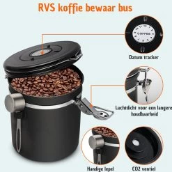 Koffie Bewaarbus Luchtdicht Met CO2 Uitlaat - Koffieblik Bewaarblik Voor 500 Gr Koffiebonen - Zwart - 1.2L -Huishoudproducten Verkoop 1200x1200 1185