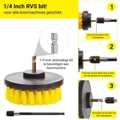 Merkloos 4-delige Borstelset Voor Boormachine - Inclusief Verlengstuk - Opzetborstels - Schrobborstel - Schuurborstel - Schoonmaakborstel - Tapijtreiniger - Brush - Geel - Gratis Verzending -Huishoudproducten Verkoop 1200x1200 1225