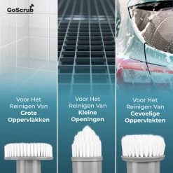 GoScrub® Elektrische Schoonmaakborstel – Elektrische Schrobber - Schrobborstel – Voor Badkamer Of Keuken – Schrobber Met Steel – Luiwagen – Polijstmachine - Poetsmachine Met 10 Opzetstukken -Huishoudproducten Verkoop 1200x1200 1248