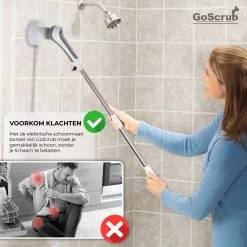 GoScrub® Elektrische Schoonmaakborstel – Elektrische Schrobber - Schrobborstel – Voor Badkamer Of Keuken – Schrobber Met Steel – Luiwagen – Polijstmachine - Poetsmachine Met 10 Opzetstukken -Huishoudproducten Verkoop 1200x1200 1249