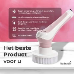 GoScrub® Elektrische Schoonmaakborstel – Elektrische Schrobber - Schrobborstel – Voor Badkamer Of Keuken – Schrobber Met Steel – Luiwagen – Polijstmachine - Roze -Huishoudproducten Verkoop 1200x1200 1321