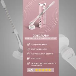 GoScrub® Elektrische Schoonmaakborstel – Elektrische Schrobber - Schrobborstel – Voor Badkamer Of Keuken – Schrobber Met Steel – Luiwagen – Polijstmachine - Roze -Huishoudproducten Verkoop 1200x1200 1326