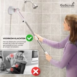 GoScrub® Elektrische Schoonmaakborstel – Elektrische Schrobber - Schrobborstel – Voor Badkamer Of Keuken – Schrobber Met Steel – Luiwagen – Polijstmachine - Roze -Huishoudproducten Verkoop 1200x1200 1327