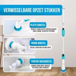 Strex Elektrische Schoonmaakborstel - Draadloze Schrobborstel - Schrobber - 3 Opzetstukken - Telescoopsteel - Poetsmachine Met Krachtige Accu -Huishoudproducten Verkoop 1200x1200 1359