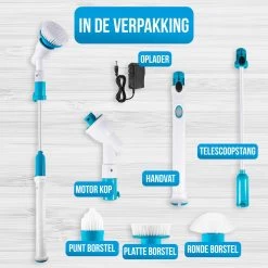 Strex Elektrische Schoonmaakborstel - Draadloze Schrobborstel - Schrobber - 3 Opzetstukken - Telescoopsteel - Poetsmachine Met Krachtige Accu -Huishoudproducten Verkoop 1200x1200 1364