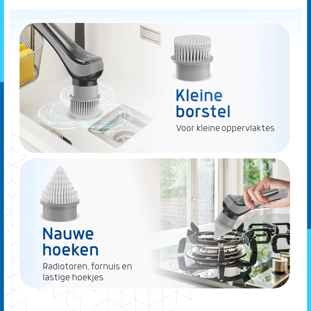 Qualitics Elektrische Schoonmaakborstel - Roterende Polijstmachine - Schrobborstel - Poetsmachine - Vloerreiniger Met 10 Opzetstukken 7 Qualitics Elektrische Schoonmaakborstel - Roterende Polijstmachine - Schrobborstel - Poetsmachine - Vloerreiniger Met 10 Opzetstukken - Afbeelding 5