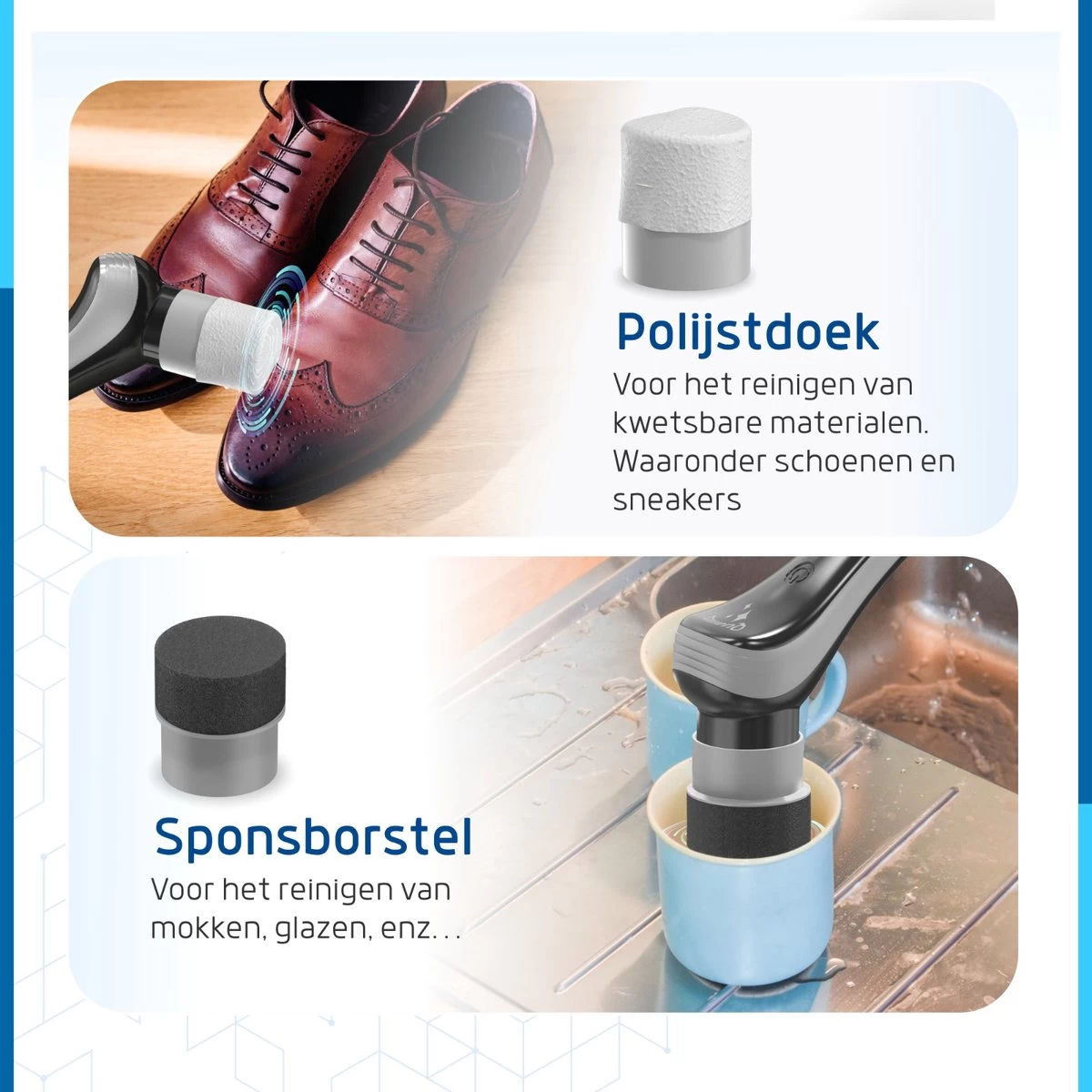 Qualitics Elektrische Schoonmaakborstel - Roterende Polijstmachine - Schrobborstel - Poetsmachine - Vloerreiniger Met 10 Opzetstukken 12 Qualitics Elektrische Schoonmaakborstel - Roterende Polijstmachine - Schrobborstel - Poetsmachine - Vloerreiniger Met 10 Opzetstukken - Afbeelding 10