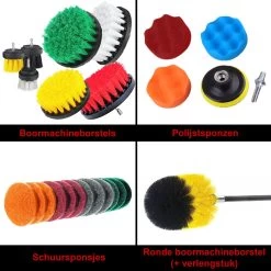 Borstelset Boormachine 25 Delig Per 2 - Schuursponsjes- Schrobborstel - Boorborstel - Schuurborstel - Borstel Boormachine - Schoonmaakborstel - Reinigingsborstel - Tapijtreiniger - Borstelset -Huishoudproducten Verkoop 1200x1200 1396