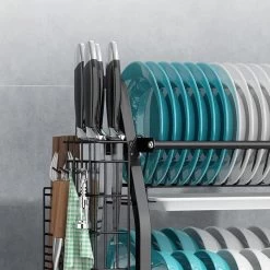 Merkloos Afdruiprek - Afdruiprek Met Lekbak - Afwas - Metaal - Zwart - RVS Afwasrek -Huishoudproducten Verkoop 1200x1200 339