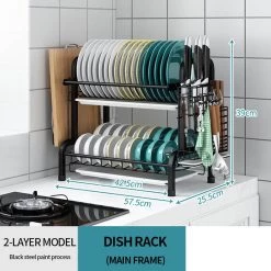 Merkloos Afdruiprek - Afdruiprek Met Lekbak - Afwas - Metaal - Zwart - RVS Afwasrek -Huishoudproducten Verkoop 1200x1200 340