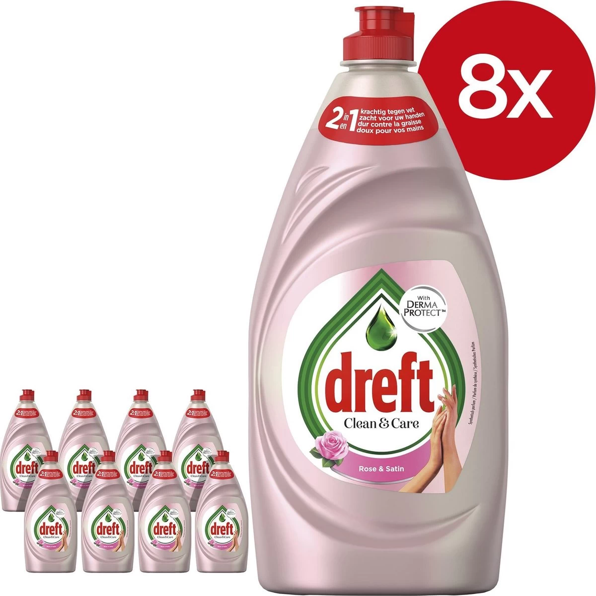 Dreft Clean & Care Rose & Satin Afwasmiddel - 8x780ml - Voordeelverpakking 9 Dreft Clean & Care Rose & Satin Afwasmiddel - 8x780ml - Voordeelverpakking - Afbeelding 7
