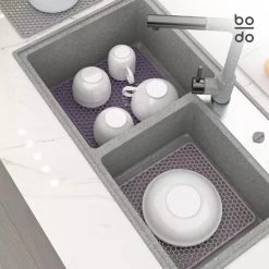 BODO Gootsteenmat Siliconen Donker Grijs - 34.5 X 34.5 Cm - Keuken Accessoires - Gootsteen Beschermer - Onderzetters Siliconen - Anti Kras -Huishoudproducten Verkoop 1200x1200 370