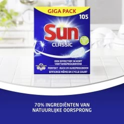 SUN® Sun Vaatwastabletten Classic - 105 Stuks - Voordeelverpakking -Huishoudproducten Verkoop 1200x1200 383