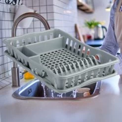 Merkloos Decopatent® Afdruiprek Voor Afwas - Afdruiprekje Met Lekbak - Kunststof Afdruipmat - Afwassen Borden & Bestek - 32.5x49x9 - Grijs -Huishoudproducten Verkoop 1200x1200 386