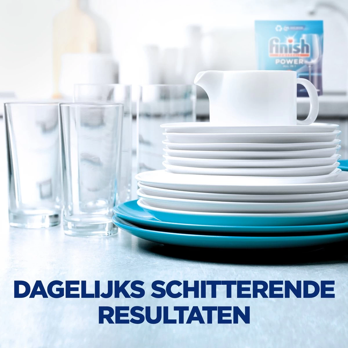Finish Power All In One Regular Vaatwastabletten - 68 Stuks 4 Finish Power All In One Regular Vaatwastabletten - 68 Stuks - Afbeelding 2