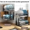 Doogo® Afdruiprek Met Lekbak 2 Laags – Inklapbaar - Muur Hangen Mogelijke - Afwasrek – Met 2 Lekbakken – Extra Accessories Voor Servies En Snijplanken - RVS -Huishoudproducten Verkoop 1200x1200 592