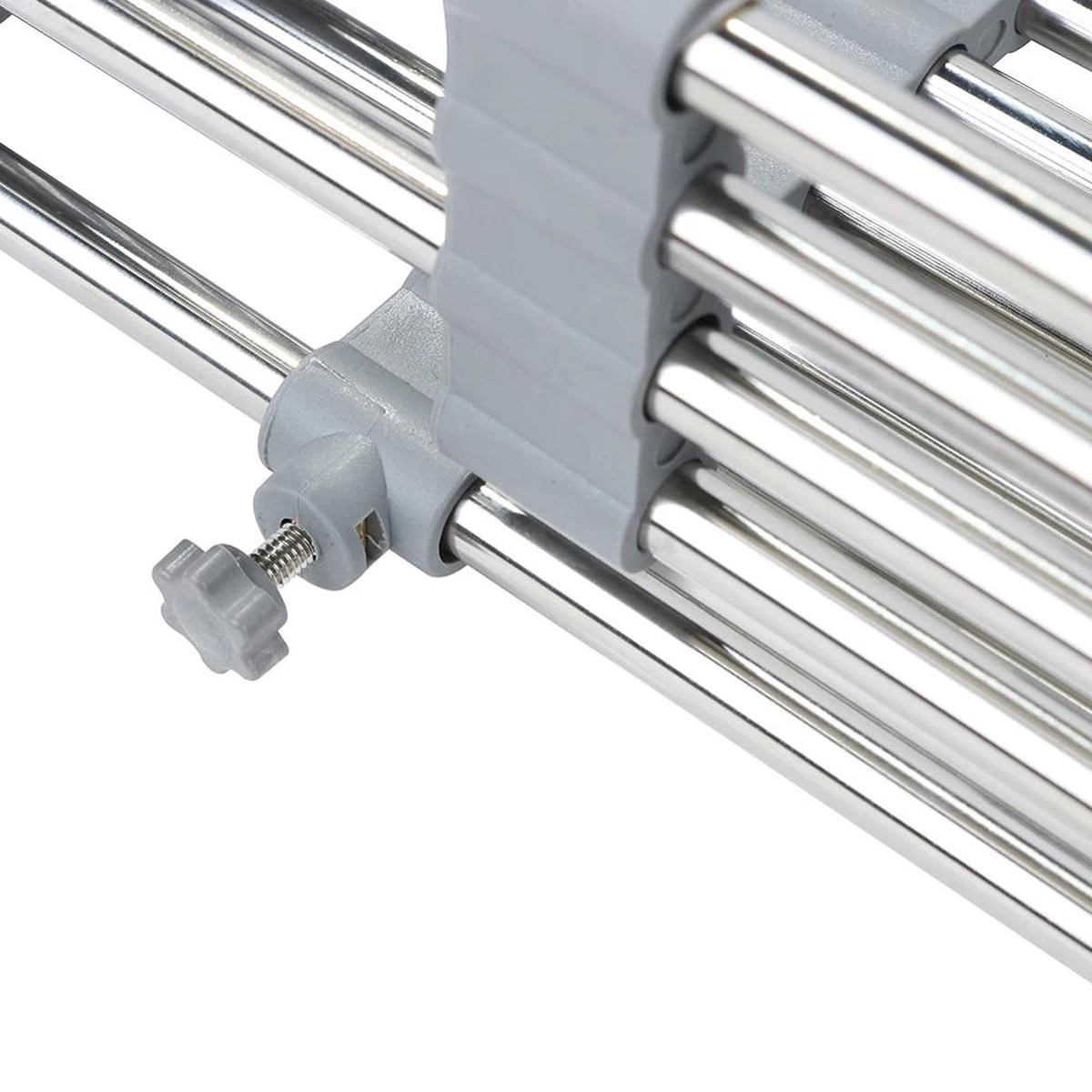 IBright Verstelbare Keukenrek - Gootsteen Mand - Afdruiprek – Vergiet – Verstelbaar In Lengte - Uitschuifbaar - RVS Grijs 13 IBright Verstelbare Keukenrek - Gootsteen Mand - Afdruiprek – Vergiet – Verstelbaar In Lengte - Uitschuifbaar - RVS Grijs - Afbeelding 11