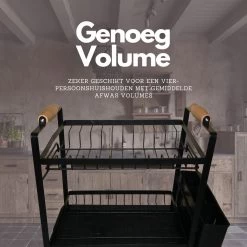 Afdruiprek - Zwart/ Met Flexibele Water Afvoer/ Borden, Pannen Bestek/ RVS/ Lichtgewicht/ Lekbak/ Luxe Uitvoering -Huishoudproducten Verkoop 1200x1200 611