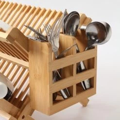 Merkloos Decopatent® Afdruiprek Voor Afwas - Bamboe - Hout - Inklapbaar Afdruiprek - Afwasrekje Inclusief Bestekhouder - Afwas Druiprek -Huishoudproducten Verkoop 1200x1200 622