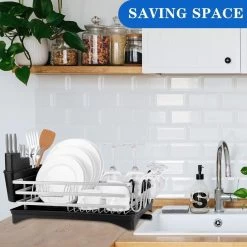 Doogo® Afdruiprek Met Bestekkorf En Lekbak Voor Keukenborden En Bestek Afdruiprek Met Draaibare Uitloop -Huishoudproducten Verkoop 1200x1200 628
