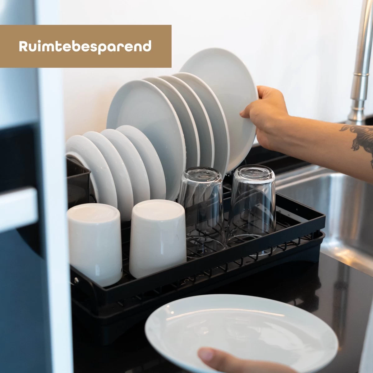 Baulk® - Afdruiprek - Afdruiprek Met Lekbak - Afwas - Droogrek Afwas - RVS - Bestekbak - Modern 5 Baulk® - Afdruiprek - Afdruiprek Met Lekbak - Afwas - Droogrek Afwas - RVS - Bestekbak - Modern - Afbeelding 3