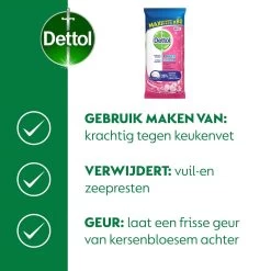 Dettol - Schoonmaakdoekjes - Power & Fresh - Kersenbloesem - 4 X 80 Stuks - Voordeelverpakking 17 Dettol - Schoonmaakdoekjes - Power & Fresh - Kersenbloesem - 4 X 80 Stuks - Voordeelverpakking -Huishoudproducten Verkoop 1200x1200 820