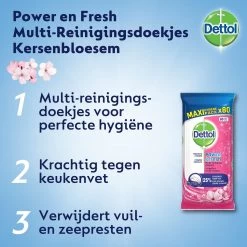 Dettol - Schoonmaakdoekjes - Power & Fresh - Kersenbloesem - 80 Stuks X8 -Huishoudproducten Verkoop 1200x1200 859