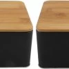 Set Van 2x Stuks Opbergblikken/bewaarblikken Zwart Met Bamboe Deksel 1,7L 19 X 13 X 7 Cm - Voorraadblikken/koekblikken -Huishoudproducten Verkoop 1200x350