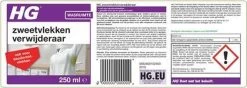 HG Zweetvlekkenverwijderaar - 250ml - Effectief Tegen Zweet- En Deodorantvlekken - Geschikt Voor Wit En Gekleurd Textiel -Huishoudproducten Verkoop 1200x426