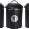 Merkloos 3x Zwart Voorraadblik Suiker, Thee En Koffie - Levensmiddelen Bewaren - Voorraadblikken/voorraadtrommels