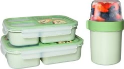 Lock&Lock Lunchset - Yoghurtbeker En Lunchboxen - Bento Box - Muesli Beker - Snackdoosjes - Lunchpot - Met Compartimenten - Volwassenen En Kinderen - To Go - Lekvrij - BPA Vrij - Groen