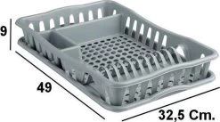 Merkloos Decopatent® Afdruiprek Voor Afwas - Afdruiprekje Met Lekbak - Kunststof Afdruipmat - Afwassen Borden & Bestek - 32.5x49x9 - Grijs -Huishoudproducten Verkoop 1200x668