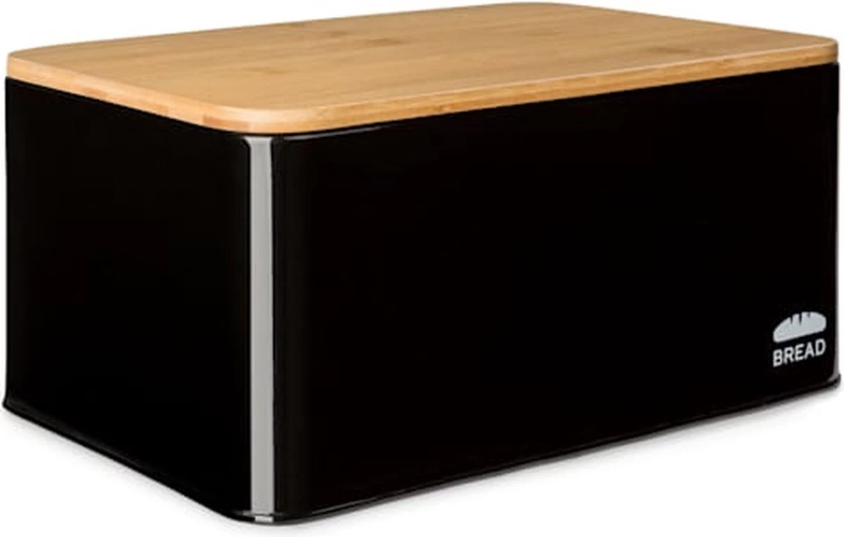 Klarstein Granrosi Oklahoma Broodtrommel - 35,5 X 15,5 X 23 Cm - Brooddoos Met Snijplank - Metaal & Bamboe 3 Klarstein Granrosi Oklahoma Broodtrommel - 35,5 X 15,5 X 23 Cm - Brooddoos Met Snijplank - Metaal & Bamboe
