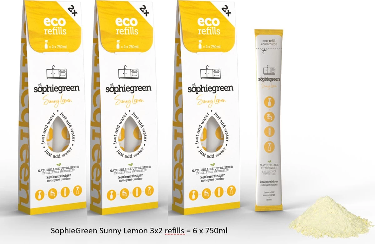 SophieGreen Sunny Lemon Keukenreiniger 3x2navullingen (=6x750ml) 3 SophieGreen Sunny Lemon Keukenreiniger 3x2navullingen (=6x750ml)