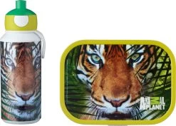 Mepal – Lunchset Campus (pu + Lb) – Pop-up Drinkfles En Broodtrommel Voor Kinderen – Animal Planet Tijger – Bento Box – Lekvrij
