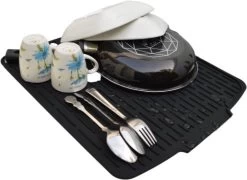 HOMYHON Afdruipmat -Afdruipmat Siliconen -Pannenonderzetter- Antislip -Hittebestendig - Aanrecht Mat -Siliconen Mat - 40 X 46 Cm - Zwart -Huishoudproducten Verkoop 1200x876 1