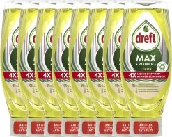 Dreft MaxPower - Lemon - Vloeibaar Afwasmiddel - Voordeelverpakking 8 X 640 Ml