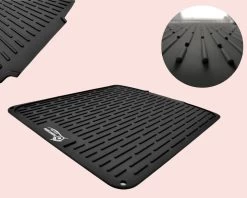 HOMYHON Afdruipmat -Afdruipmat Siliconen -Pannenonderzetter- Antislip -Hittebestendig - Aanrecht Mat -Siliconen Mat - 40 X 46 Cm - Zwart -Huishoudproducten Verkoop 1200x960 1