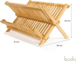 Budu Afdruiprek - Afdruiprekje Van Bamboe Hout - Afdruiprek Voor Afwas - Vaatwasrek - Keukenrek - Inklapbaar - Opvouwbaar - -Huishoudproducten Verkoop 1200x963