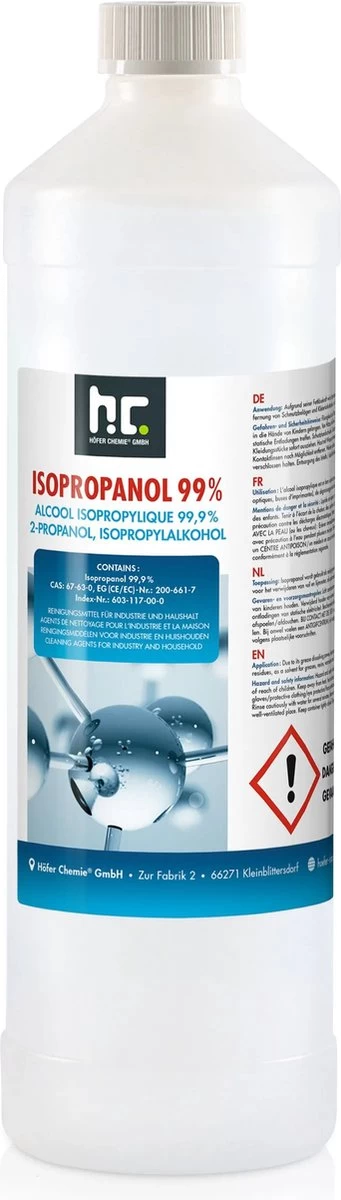 Isopropyl Alcohol - Isopropanol - IPA - Isopropyl - 99,9% Zuiver - 1000ml - Inclusief Trechter 6 Isopropyl Alcohol - Isopropanol - IPA - Isopropyl - 99,9% Zuiver - 1000ml - Inclusief Trechter - Afbeelding 4