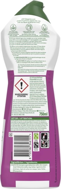 Cif CleanBoost Cream Pink Schuurmiddel - 8 X 750 Ml - Voordeelverpakking -Huishoudproducten Verkoop 389x1200
