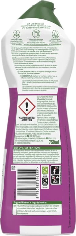 Cif CleanBoost Cream Pink Schuurmiddel - 8 X 750 Ml - Voordeelverpakking -Huishoudproducten Verkoop 390x1200 3