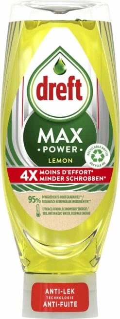 Dreft MaxPower - Lemon - Vloeibaar Afwasmiddel - Voordeelverpakking 8 X 640 Ml -Huishoudproducten Verkoop 454x1200
