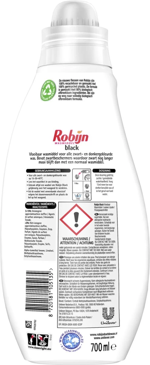 Robijn Vloeibaar Wasmiddel Black 8 X 700ml 112 Wasbeurten 5 Robijn Vloeibaar Wasmiddel Black 8 X 700ml 112 Wasbeurten - Afbeelding 3