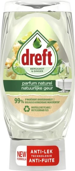 Dreft Natuurlijke Geur - Afwasmiddel - Bergamot & Gember - Ondersteboven Fles - Voordeelverpakking 8 X 370 Ml -Huishoudproducten Verkoop 526x1200 1