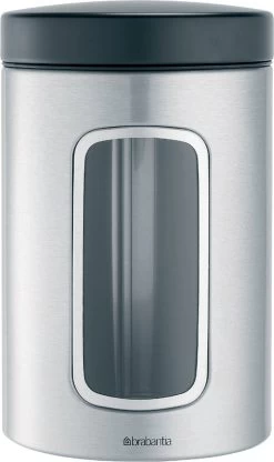 Brabantia Voorraadbus - 1,4 L - Matt Steel Fingerprint Proof / Matt Black Deksel - Met Venster -Huishoudproducten Verkoop 713x1200 2
