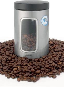 Brabantia Voorraadbus - 1,4 L - Matt Steel Fingerprint Proof / Matt Black Deksel - Met Venster -Huishoudproducten Verkoop 882x1200 2